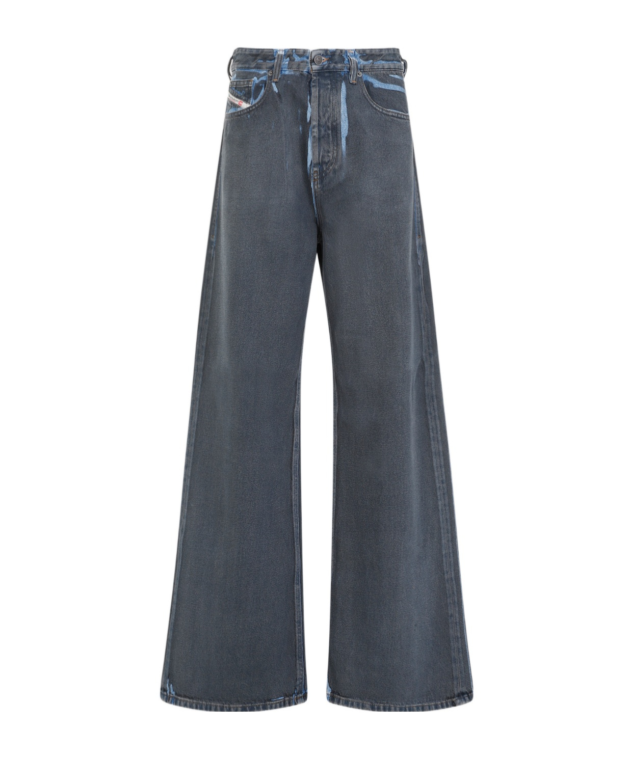 Diesel 1996 D-sire-s1 Low-rise Distressed Wide-leg Jeans In Black