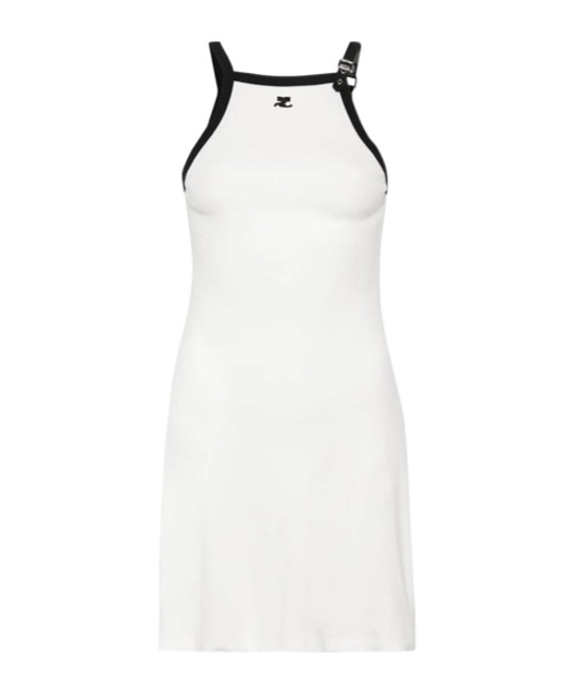 Shop Courrèges Logo-appliqué Mini Dress In White