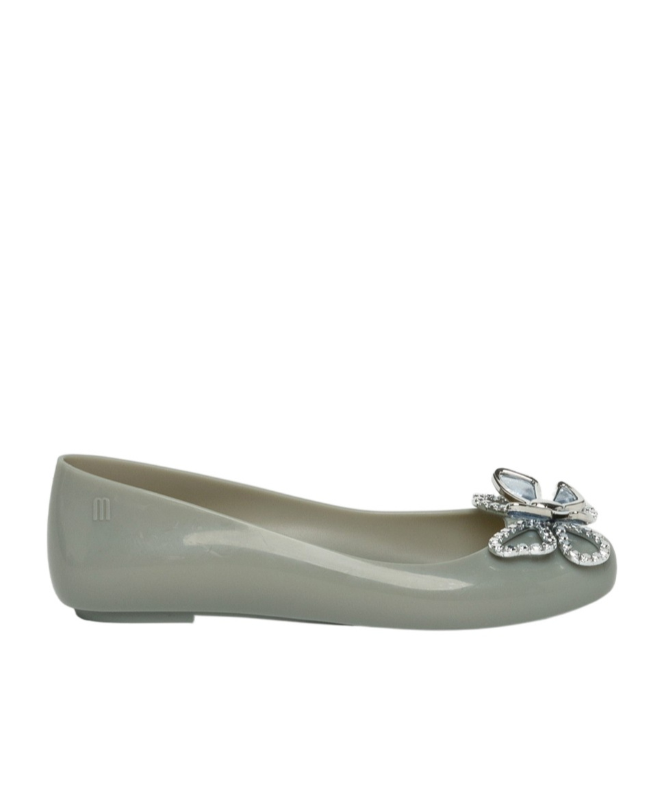 Melissa Butterfly Buckle Ballet Shoes In Gray