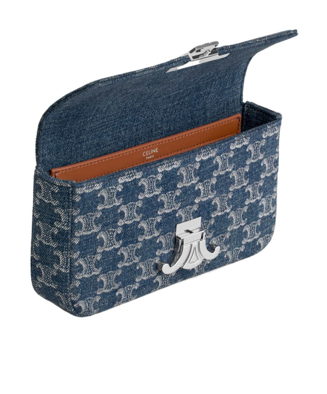Celine Claude Chain Shoulder Bag In Gray