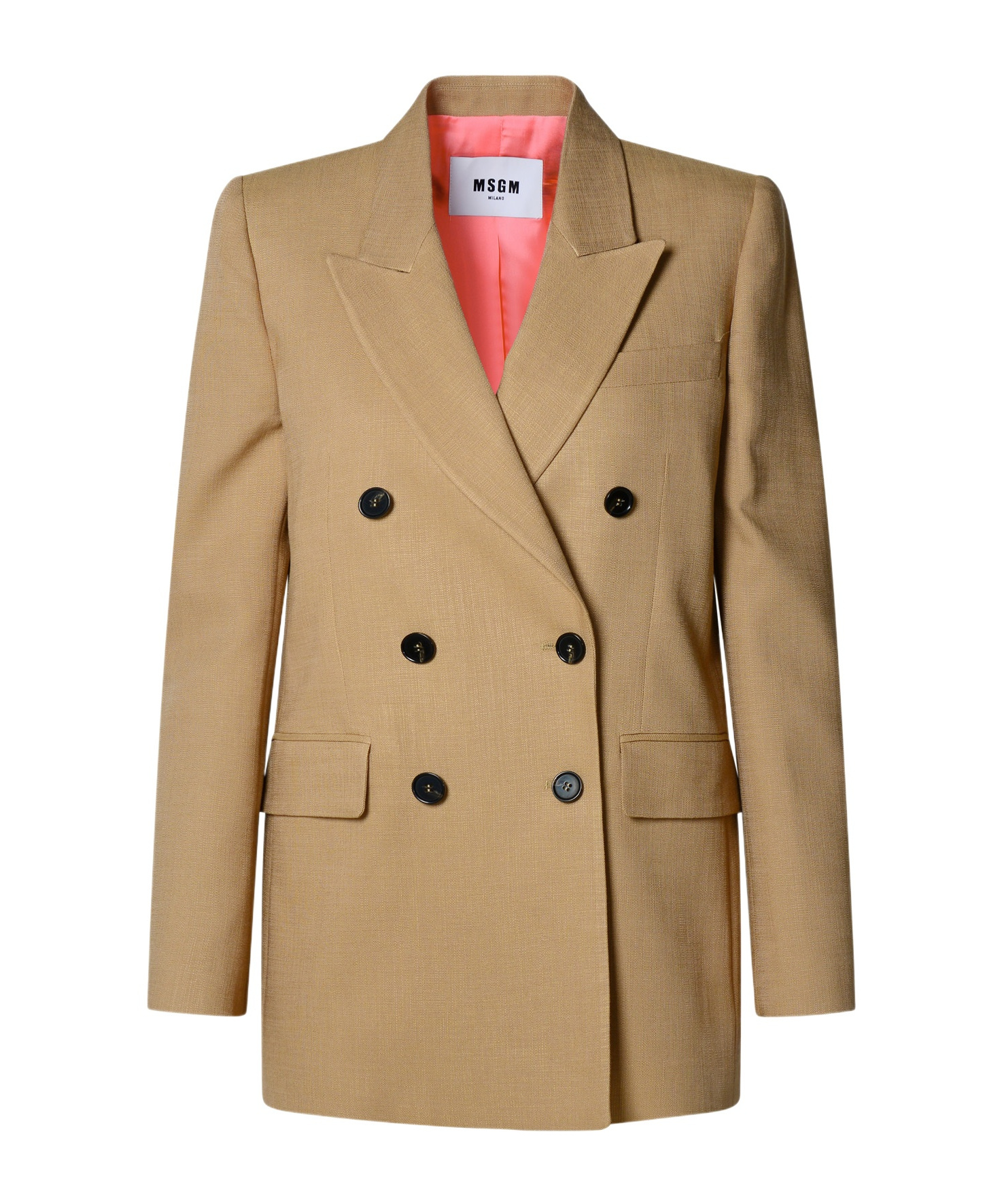 Msgm Double-breasted Blazer In Nude