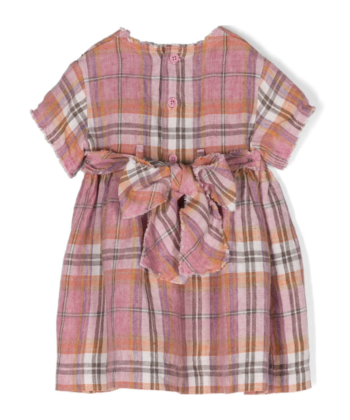 Il Gufo Check-pattern Linen Dress In Pink