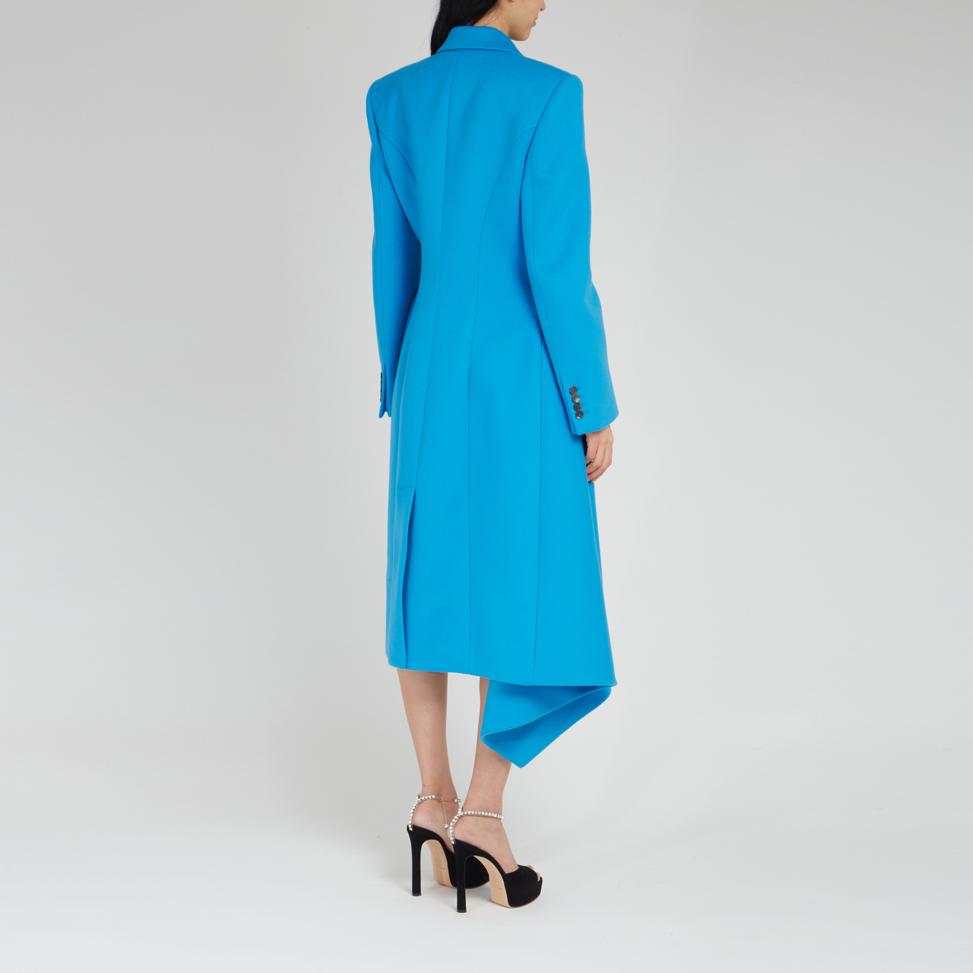 Alexander Mcqueen Long-sleeved Lapel Coat In Blue