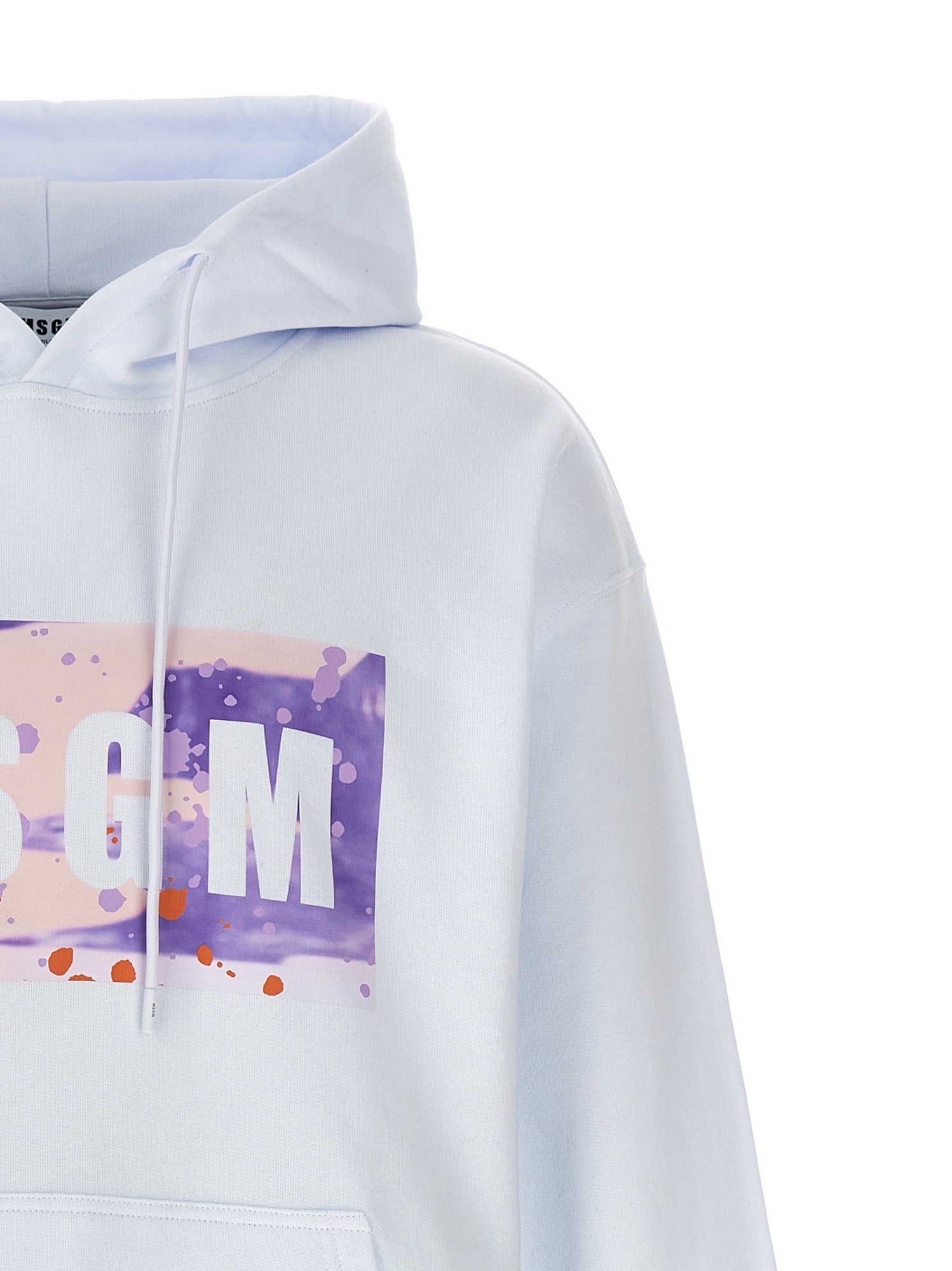 Msgm 'hooded Camo Logo' Sweater In White