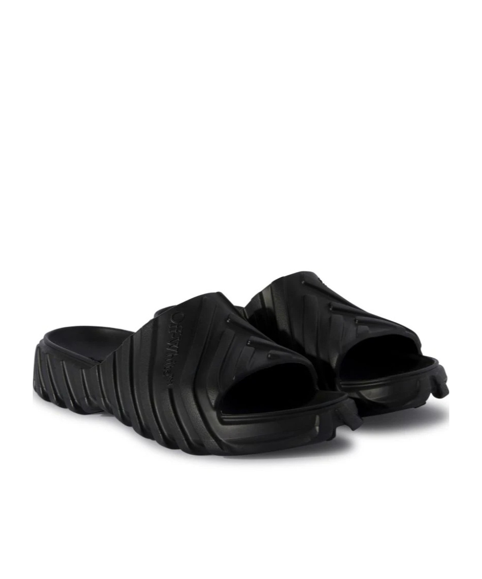 Off-white Embossed Exploration Sliders In Black