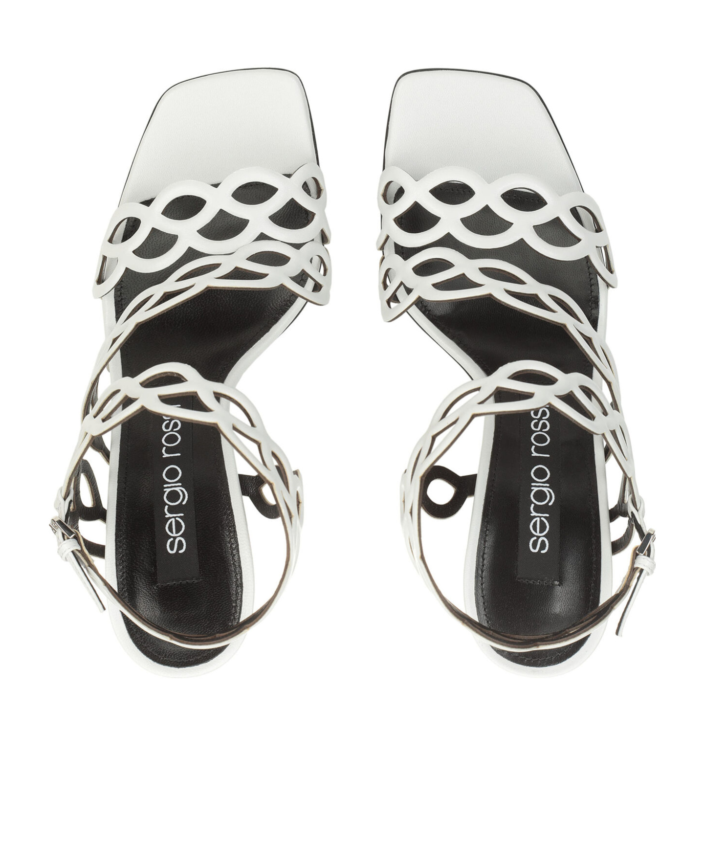 Sergio Rossi Square-headed High-heeled Sandals In White