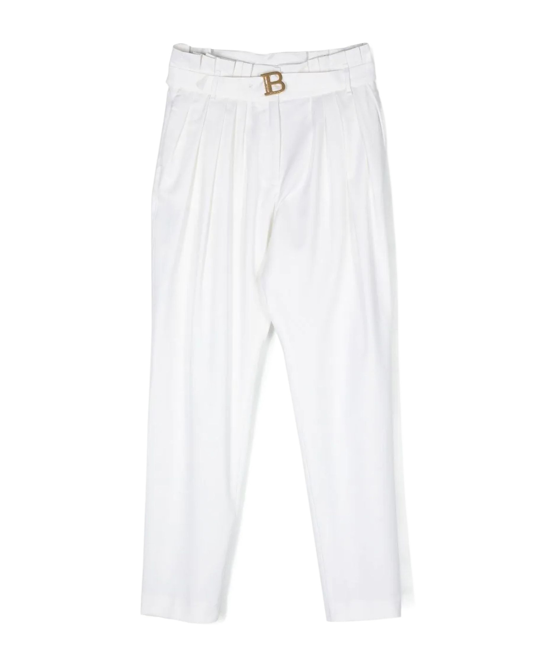 Balmain Pleat-detail Wool Trousers In White