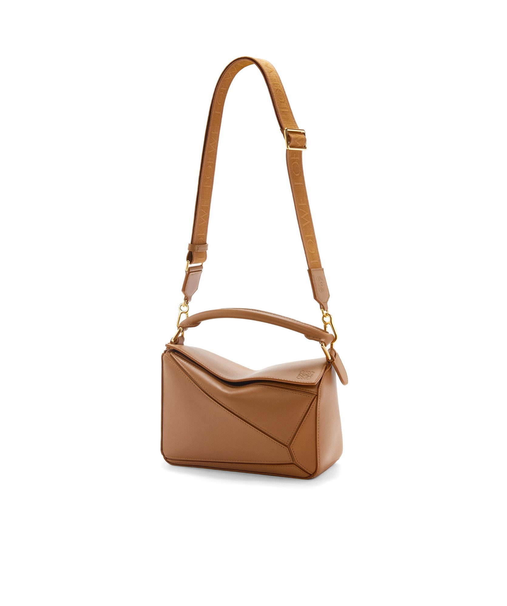 Loewe Small Puzzle Bag In Satin Calfskin In Brown