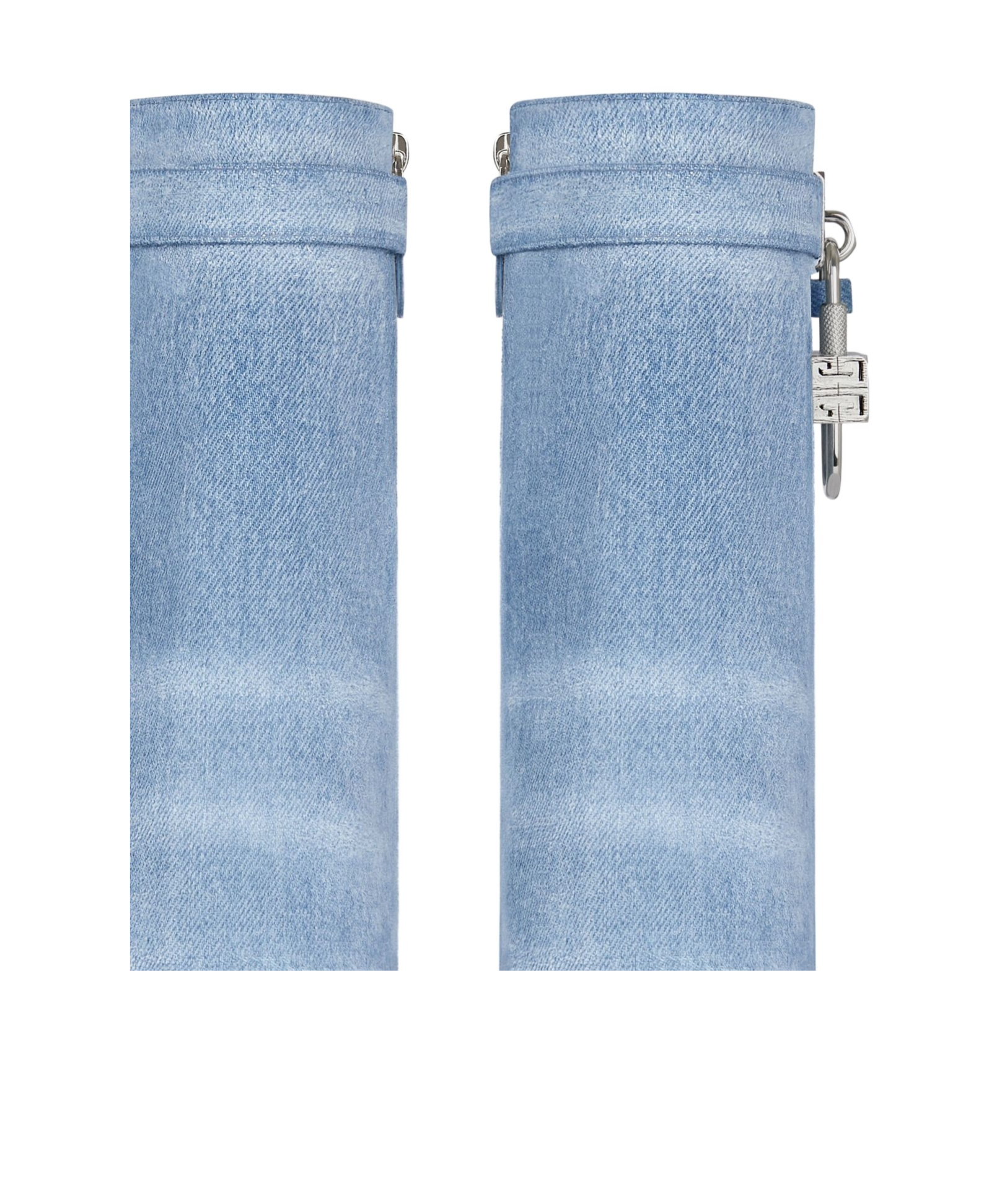 Givenchy Shark Lock Denim Ankle Boots In Medium Blue