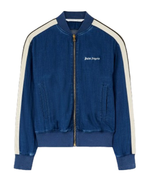 Palm Angels Chambre Denim Bomber Jacket In Blue
