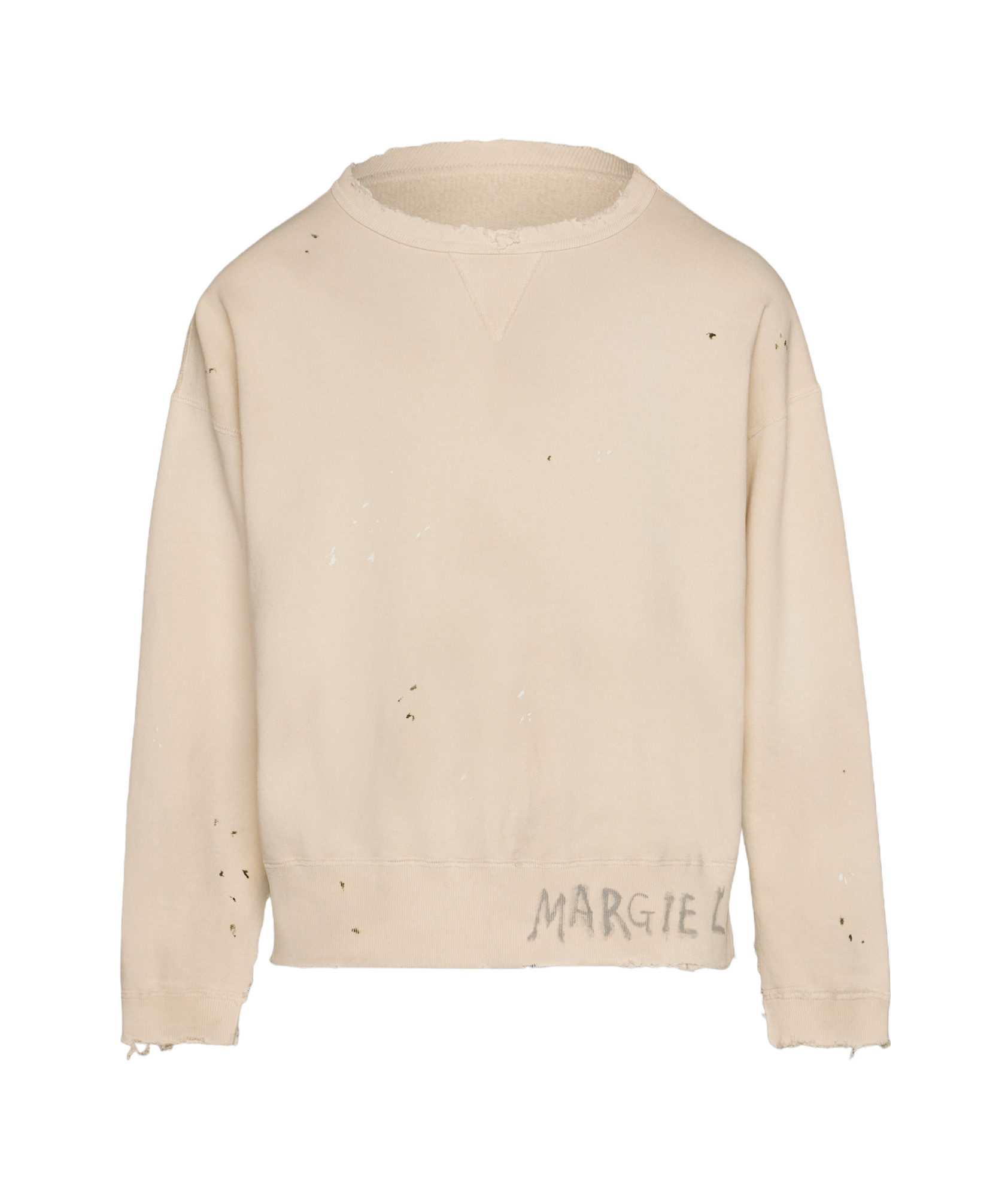 MAISON MARGIELA MAISON MARGIELA HANDWRITTEN RAW-CUT EDGE DISTRESSED SWEATSHIRT