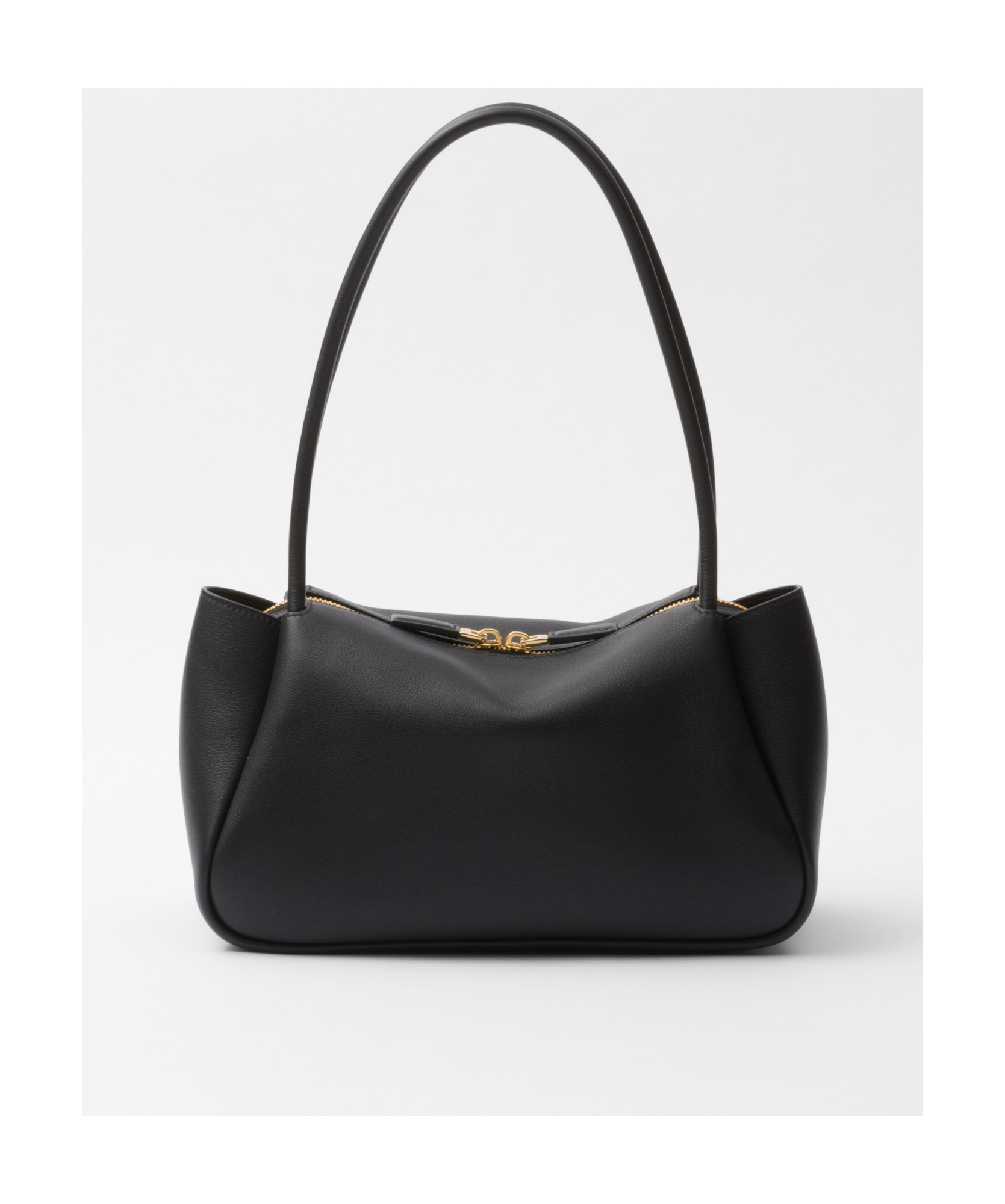 Prada Medium Zip Grain Leather Shoulder Bag In Black
