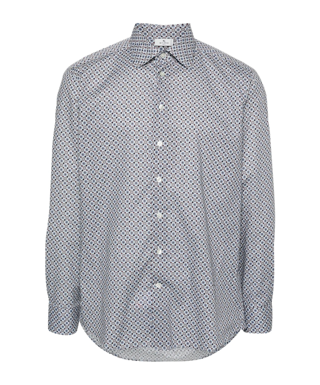 Etro Graphic-print Cotton Shirt In Gray