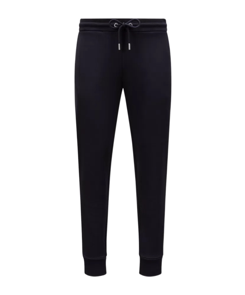 Moncler Tricolour Trimmed Cotton Trackpants In Blue