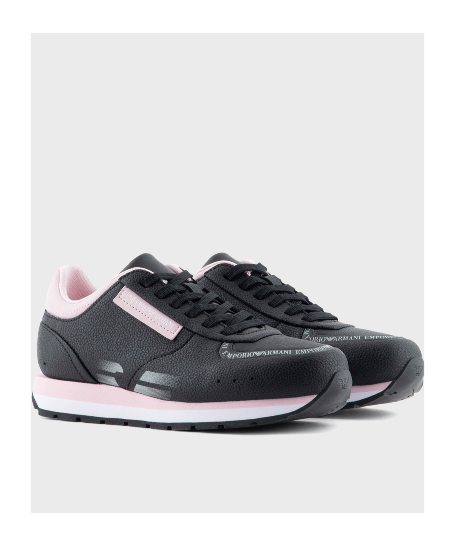 Emporio Armani Tie Low-top Casual Sneakers In Black