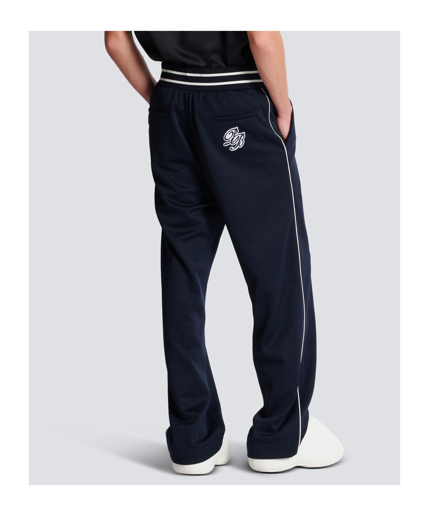 Balmain Pb Signature-badge Track Pants In Black