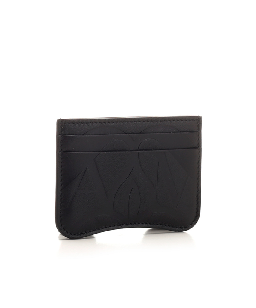 Alexander Mcqueen The Seal Leather Cardholder In Black