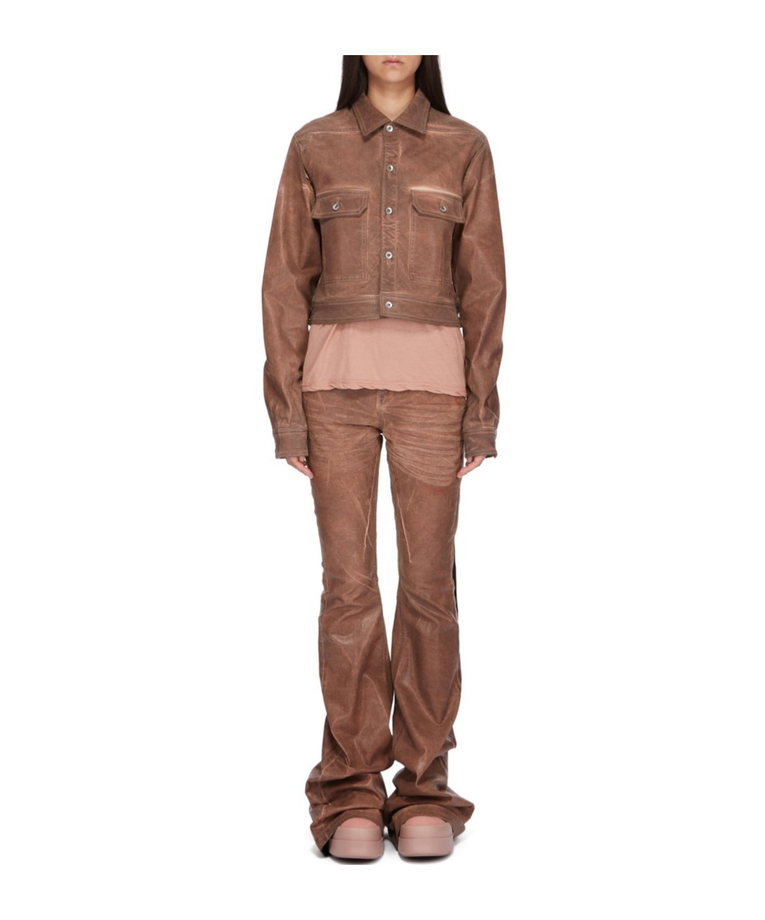 Shop Rick Owens Drkshdw Bolan High-waisted Flared Jeans In Brown