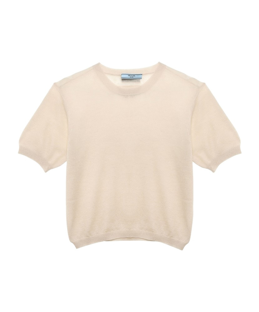 Prada Layered Cashmere Jumper In Nude