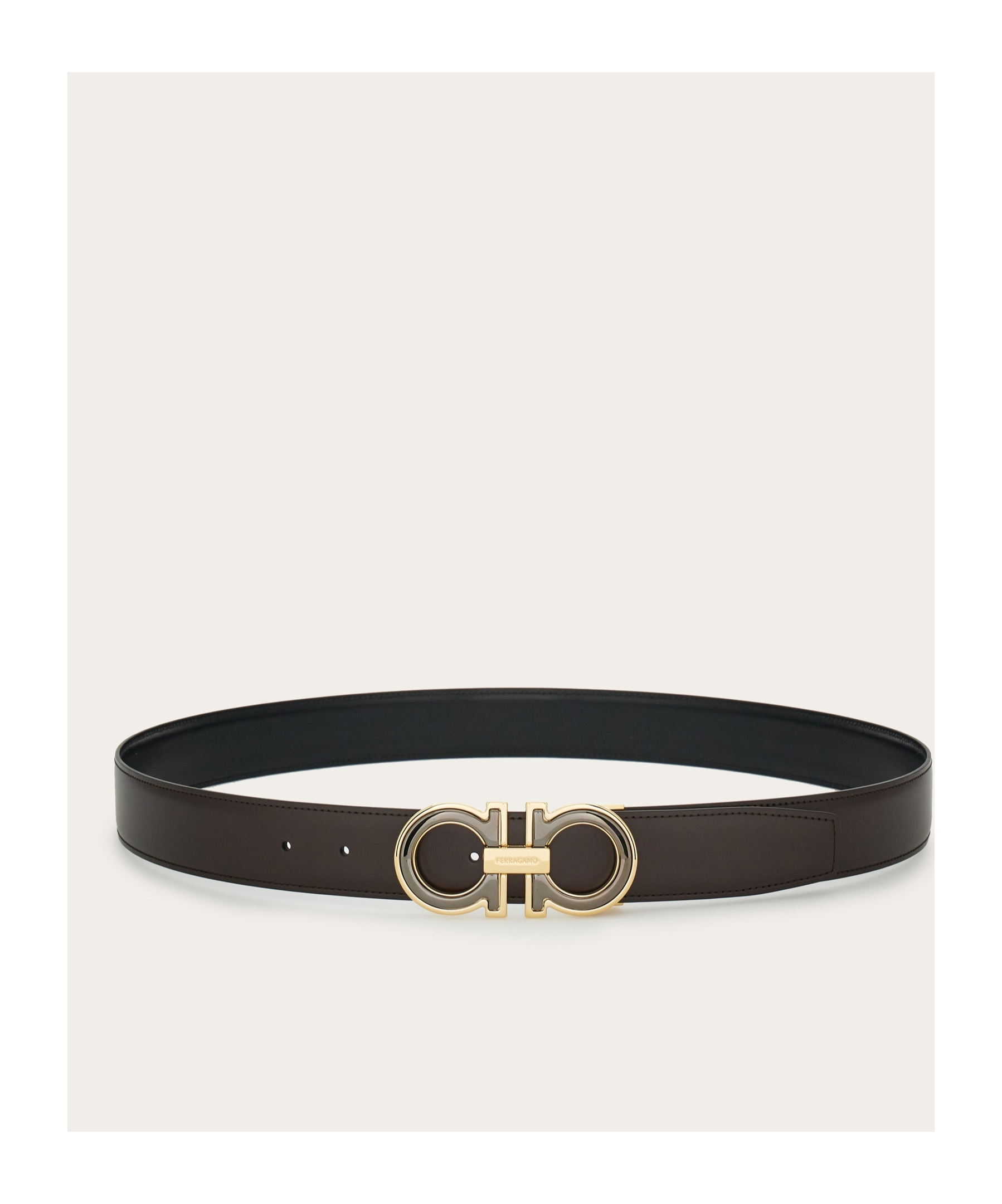 Ferragamo Salvatore Reversible Gancini Buckled Belt In Black