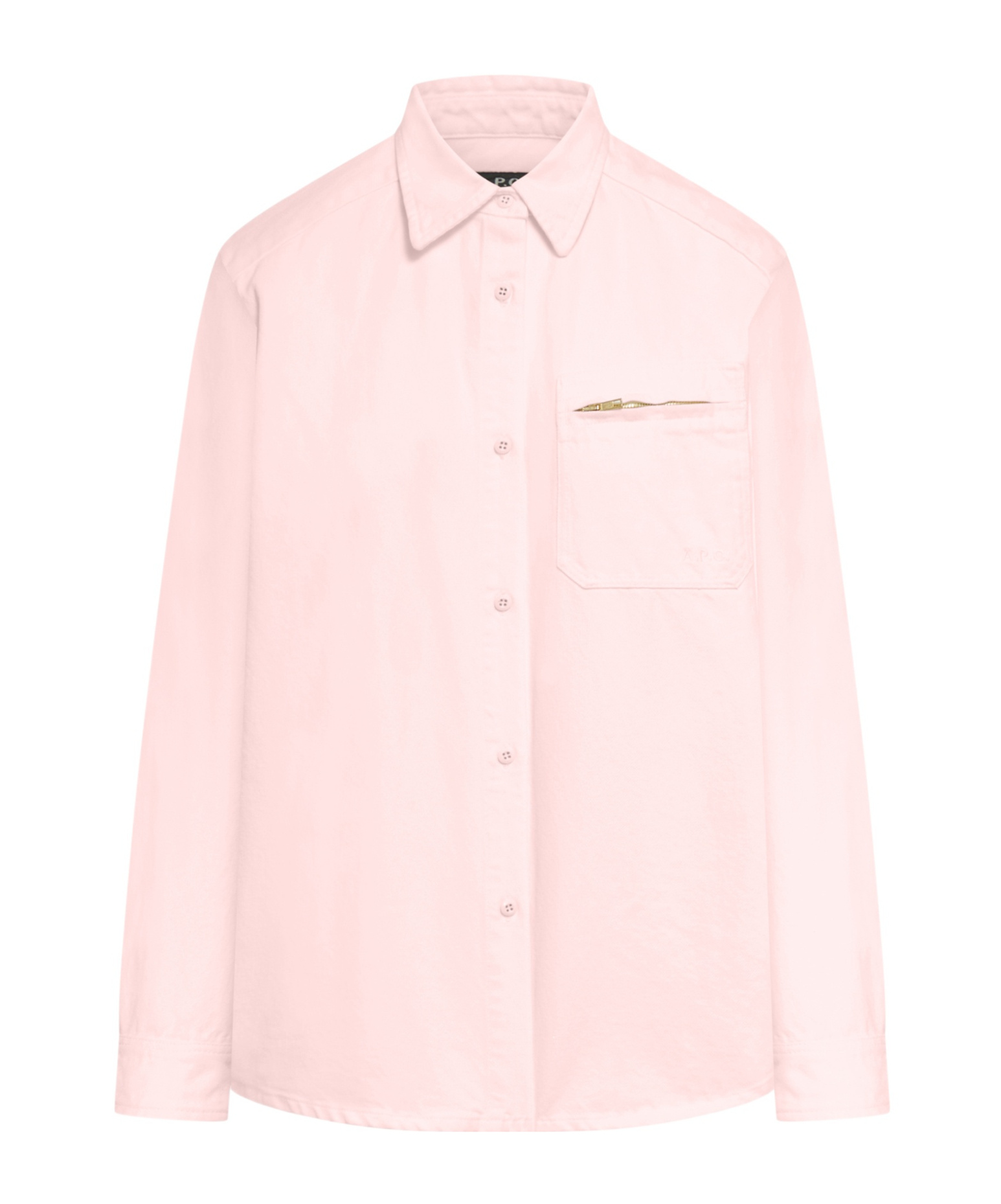 Apc Tina Logo-embroidered Denim Shirt In Pink
