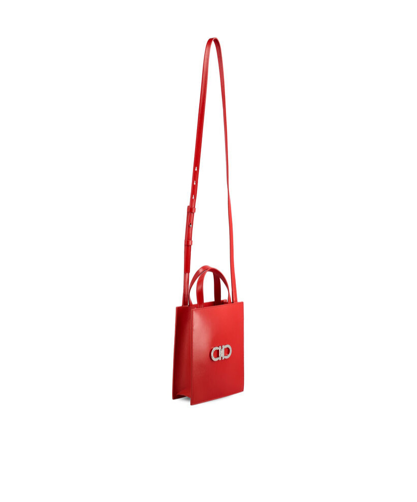 Ferragamo Salvatore Gancini-plaque Mini Tote Bag In Red