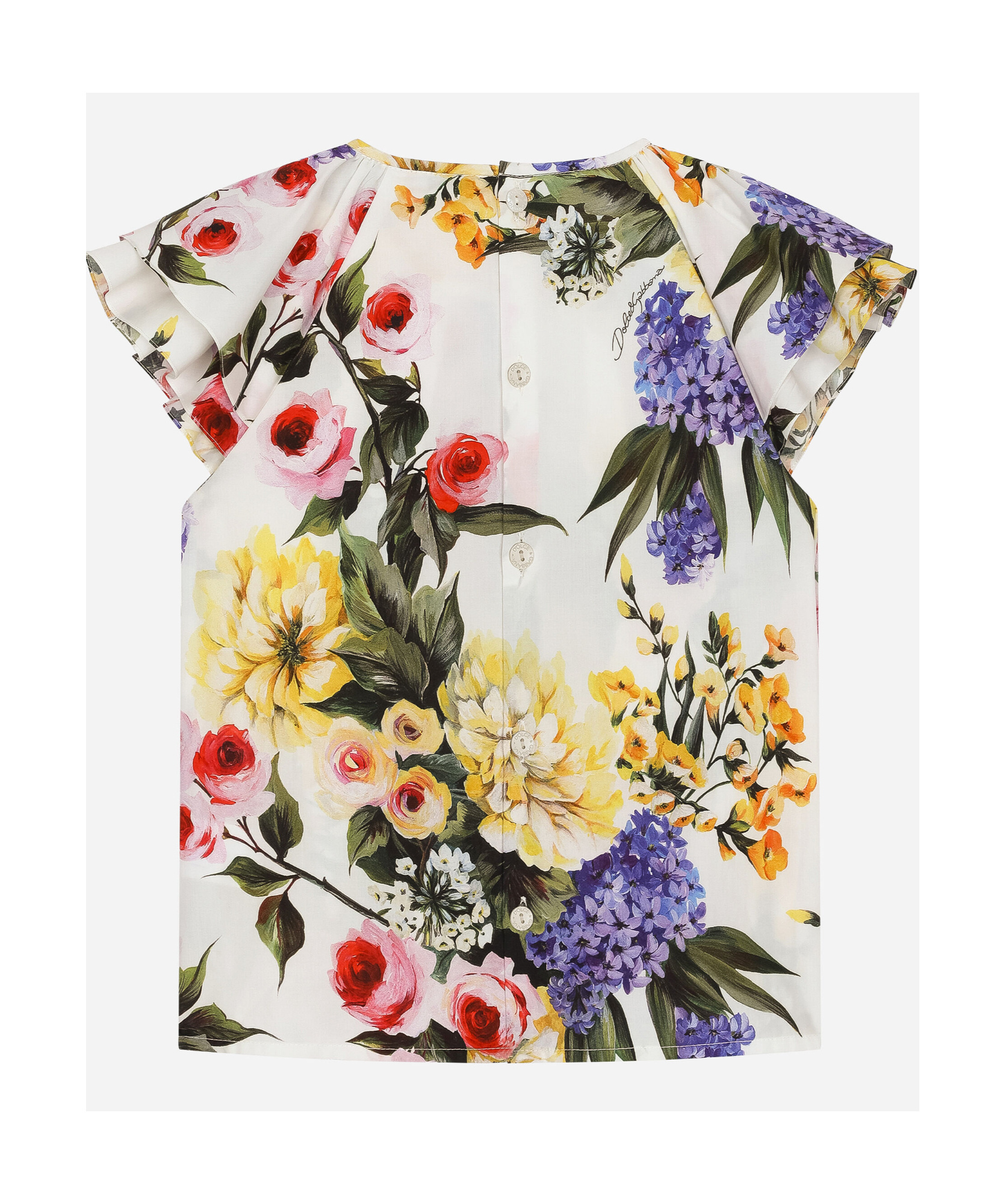Dolce & Gabbana Giardino-print Cotton Blouse In White