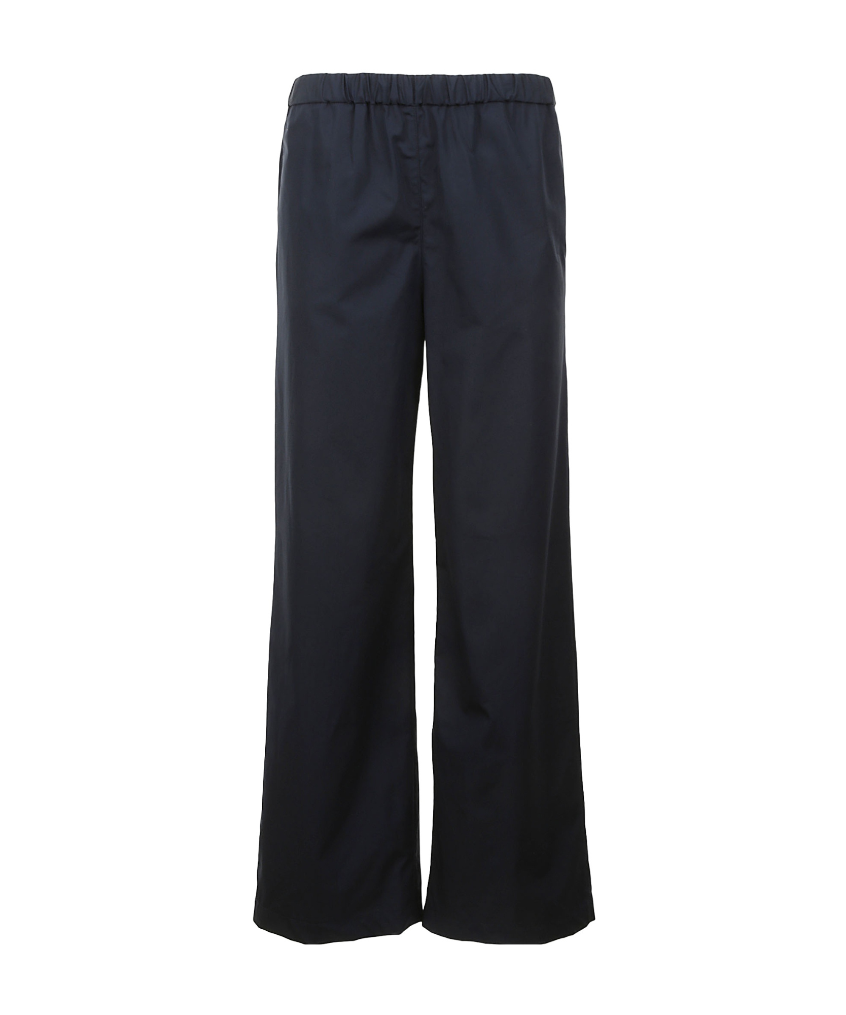 Aspesi Elastic Waist Straight Leg Plain Trousers In Black