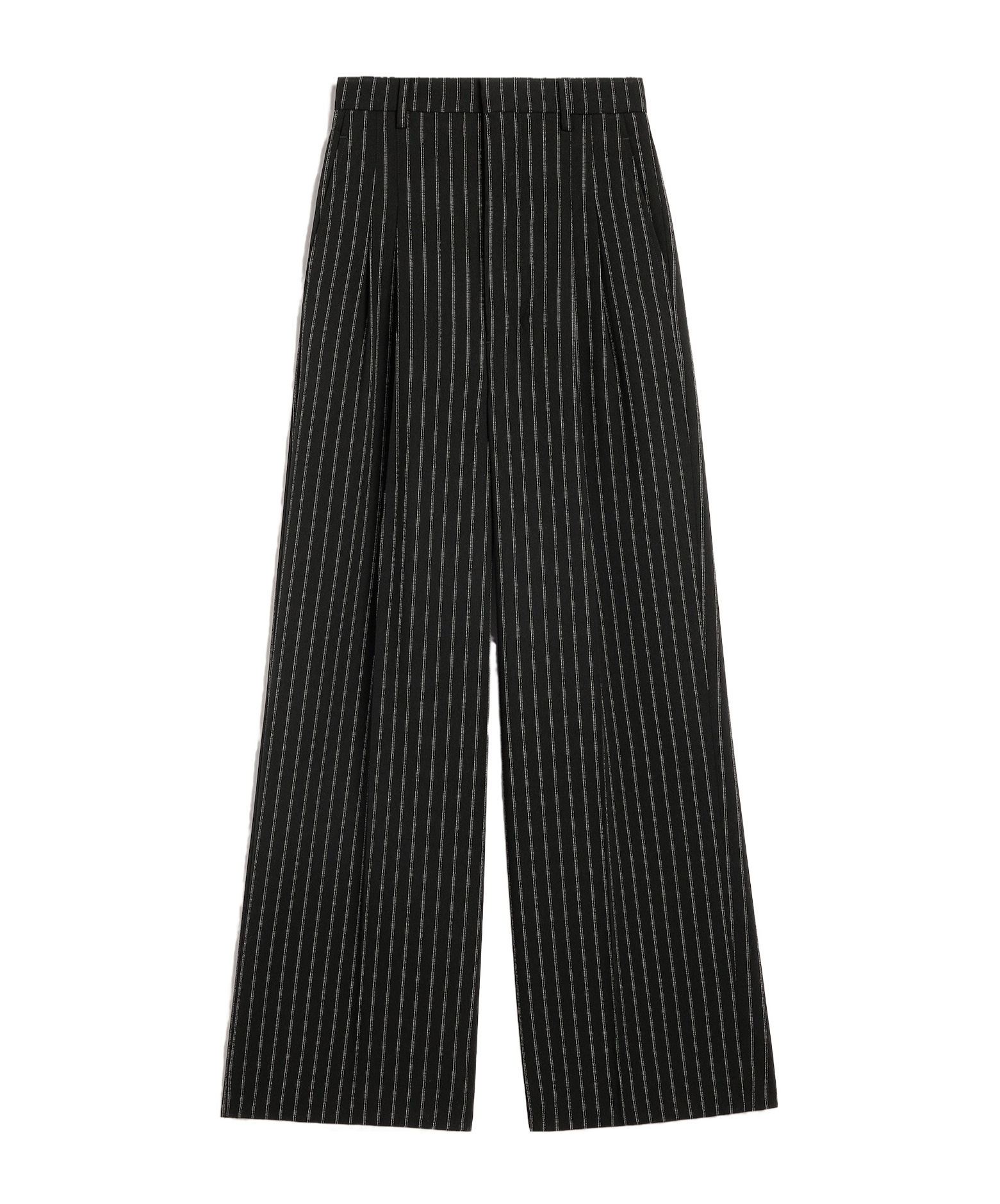 Ami Alexandre Mattiussi Pinstripe-print Wide-leg Trousers In Black