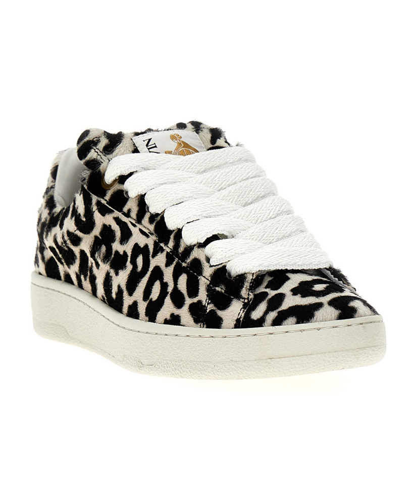 Lanvin Curb Lite Leopard-printed Sneakers In White