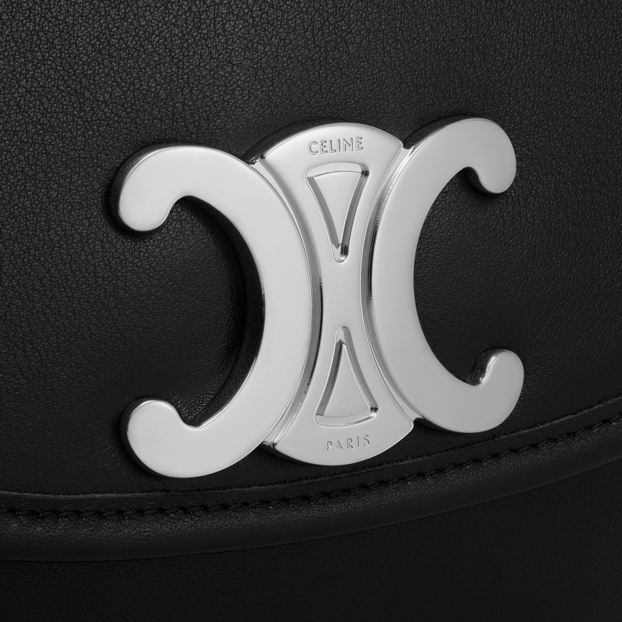 Celine Besace Triomphe Medium Cross-body Bag In Black