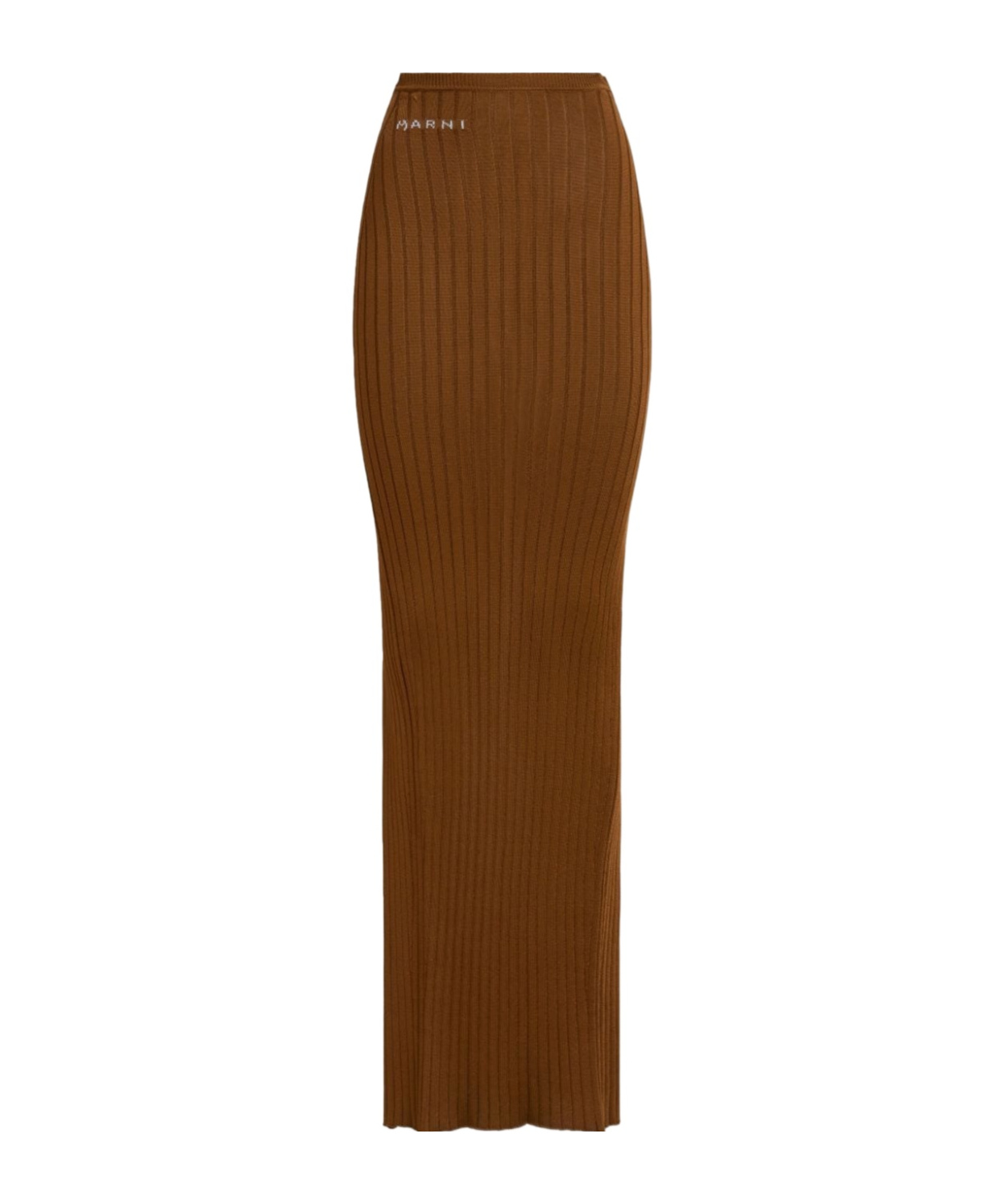 Marni Ribbed-knit Maxi Skirt In Brown