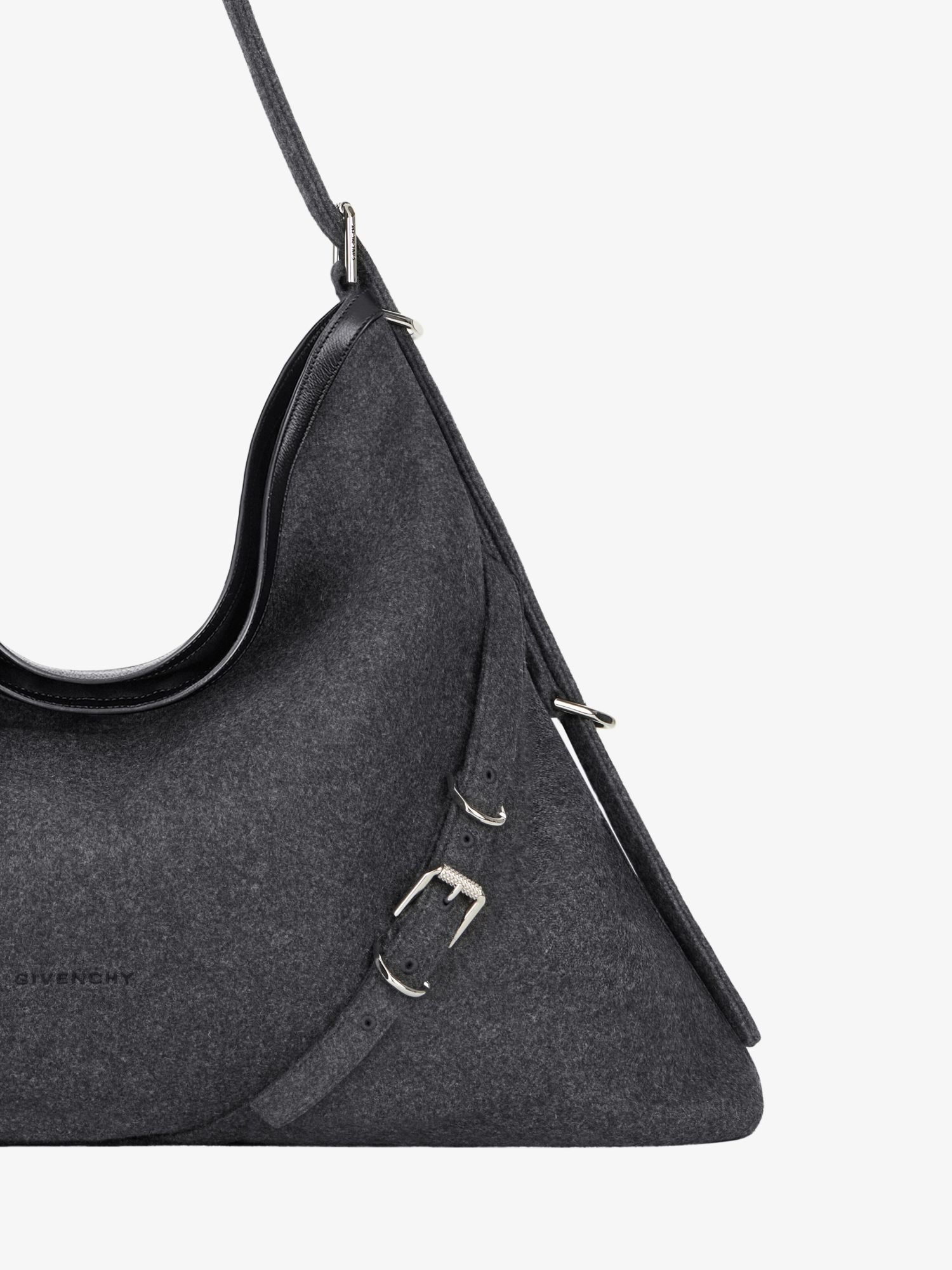 Givenchy Large Voyou Woolen Shoulder Bag In Gray