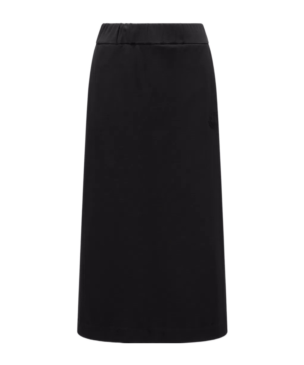 Moncler Logo-patch Jersey Midi Skirt In Gray