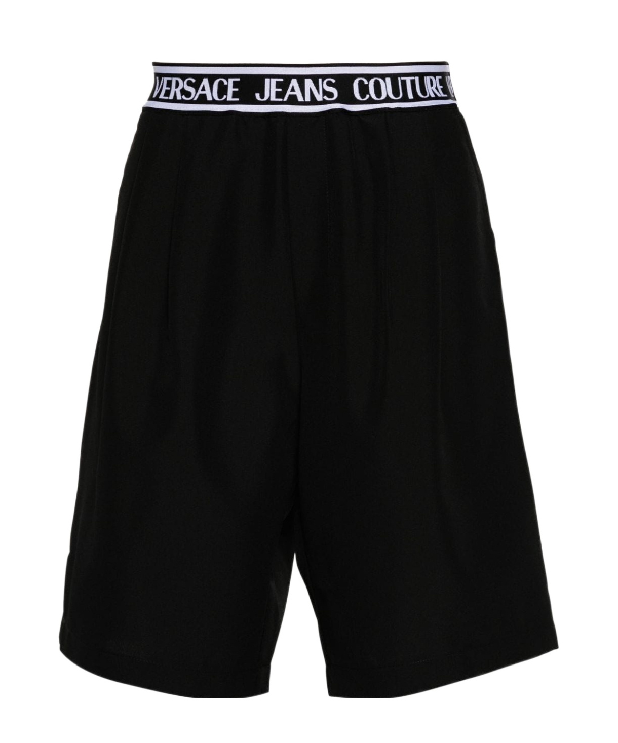 Versace Jeans Logo-waistband Shorts In Black