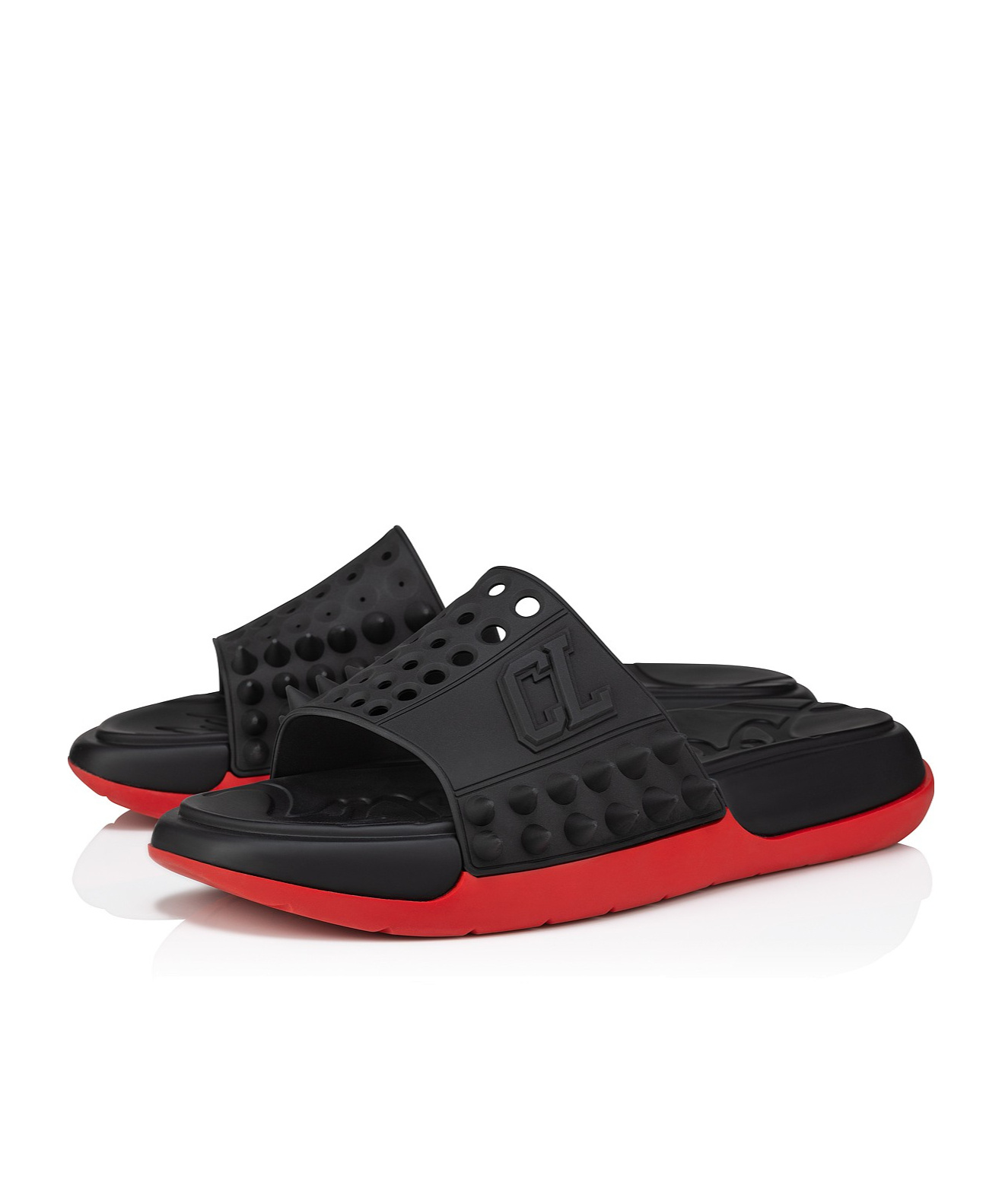 Shop Christian Louboutin Take It Easy Spike Slides In Black