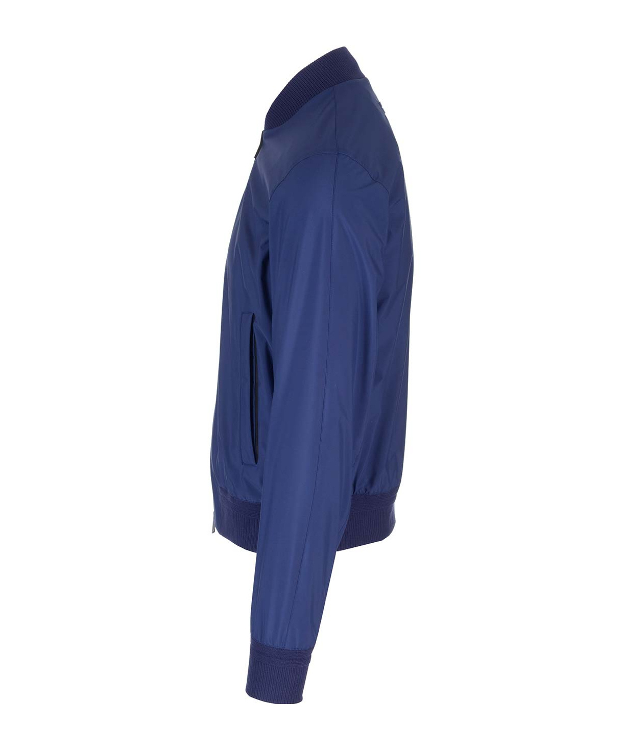 Zegna Zip-up Bomber Jacket In Blue