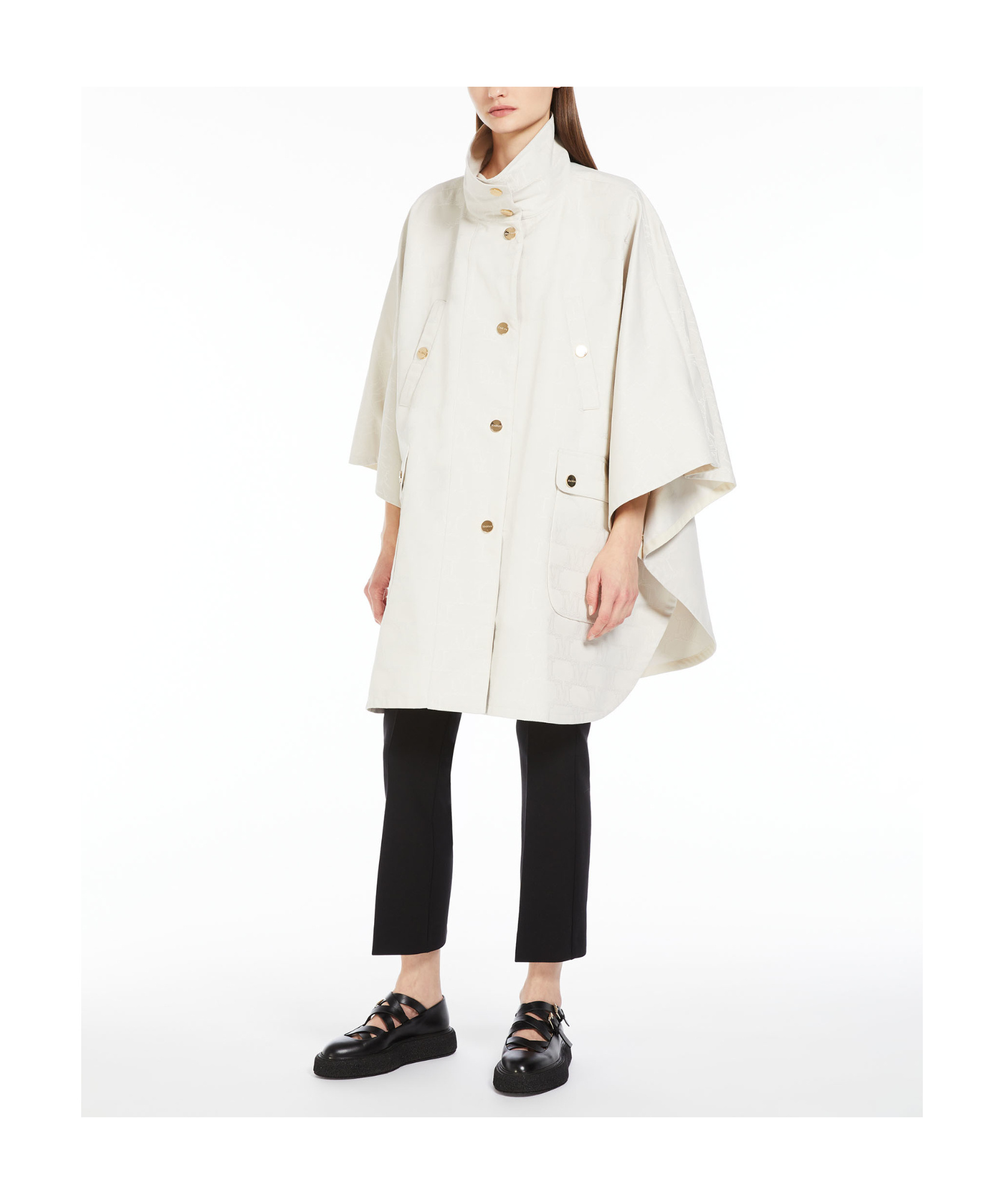 Max Mara Short Jacquard Cloak In Nude