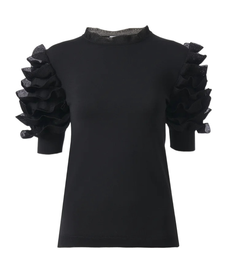Chloé Short-sleeved Lotus Leaf Edge T-shirt In Black
