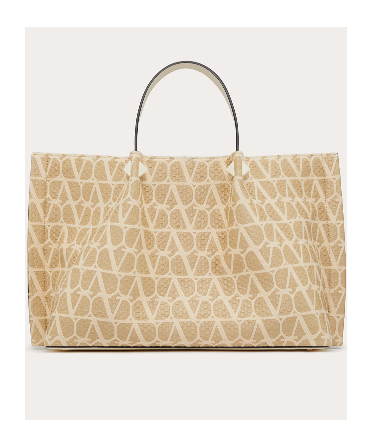 Valentino Vlogo Woven Raffia Tote Bag In Nude