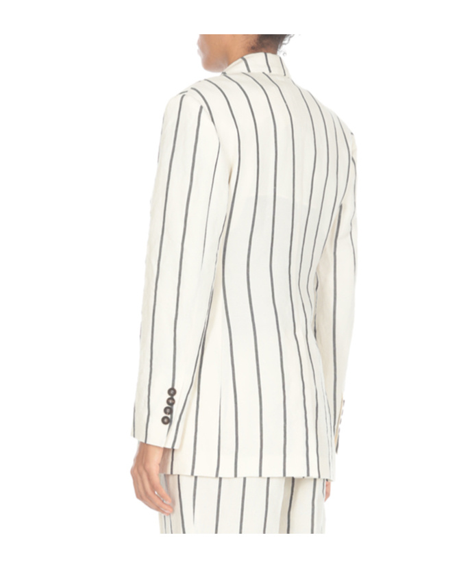 Brunello Cucinelli Striped Double-breasted Blazer In White