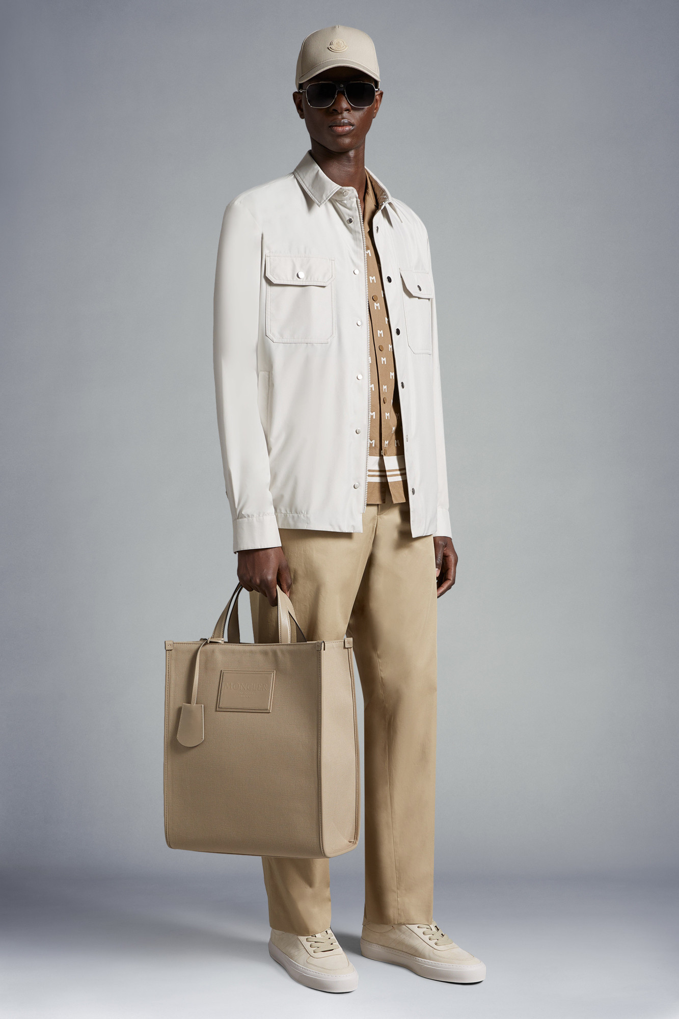 Moncler Alanah Leather-trimmed Canvas Tote Bag Beige In Neutral