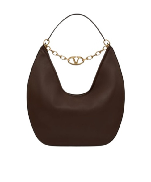 Valentino Maxi Vlogo Moon Shoulder Bag In Black