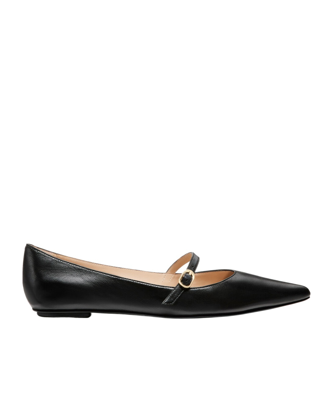 Stuart Weitzman Emilia Leather Mary Jane Point-toe Flats In Black