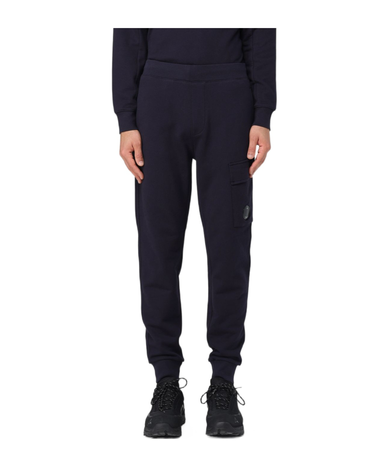 C.p. Company Lens-detailed Cotton Track Pants In Black