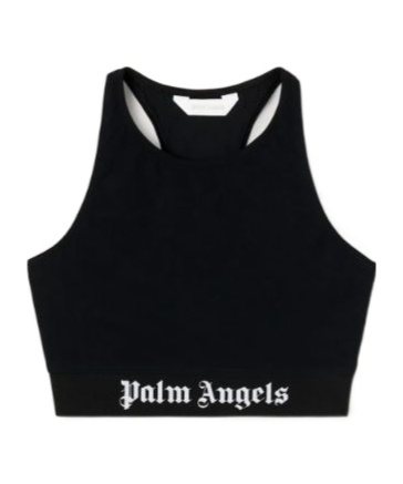 Shop Palm Angels Logo-tape Racerback Cropped Top In Black