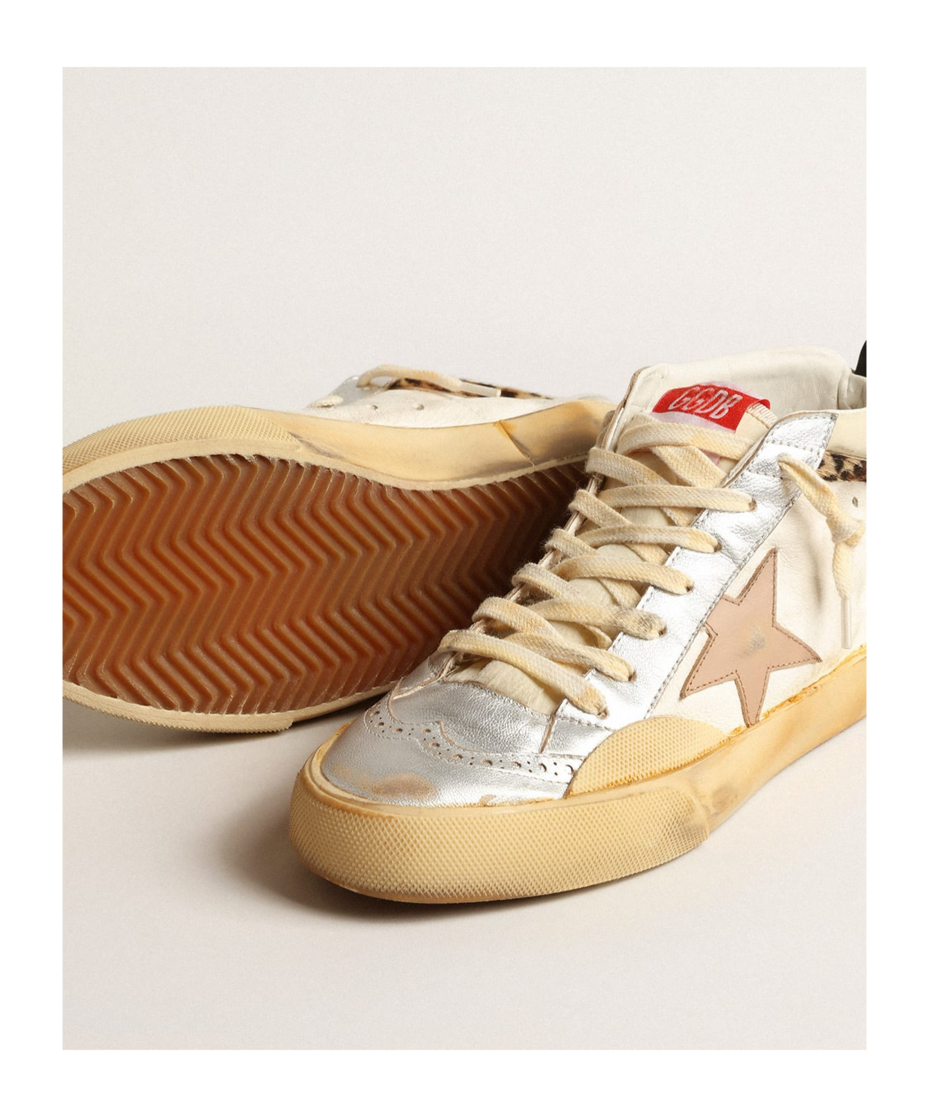 Golden Goose Mid-star High-top Sneakers In Nude
