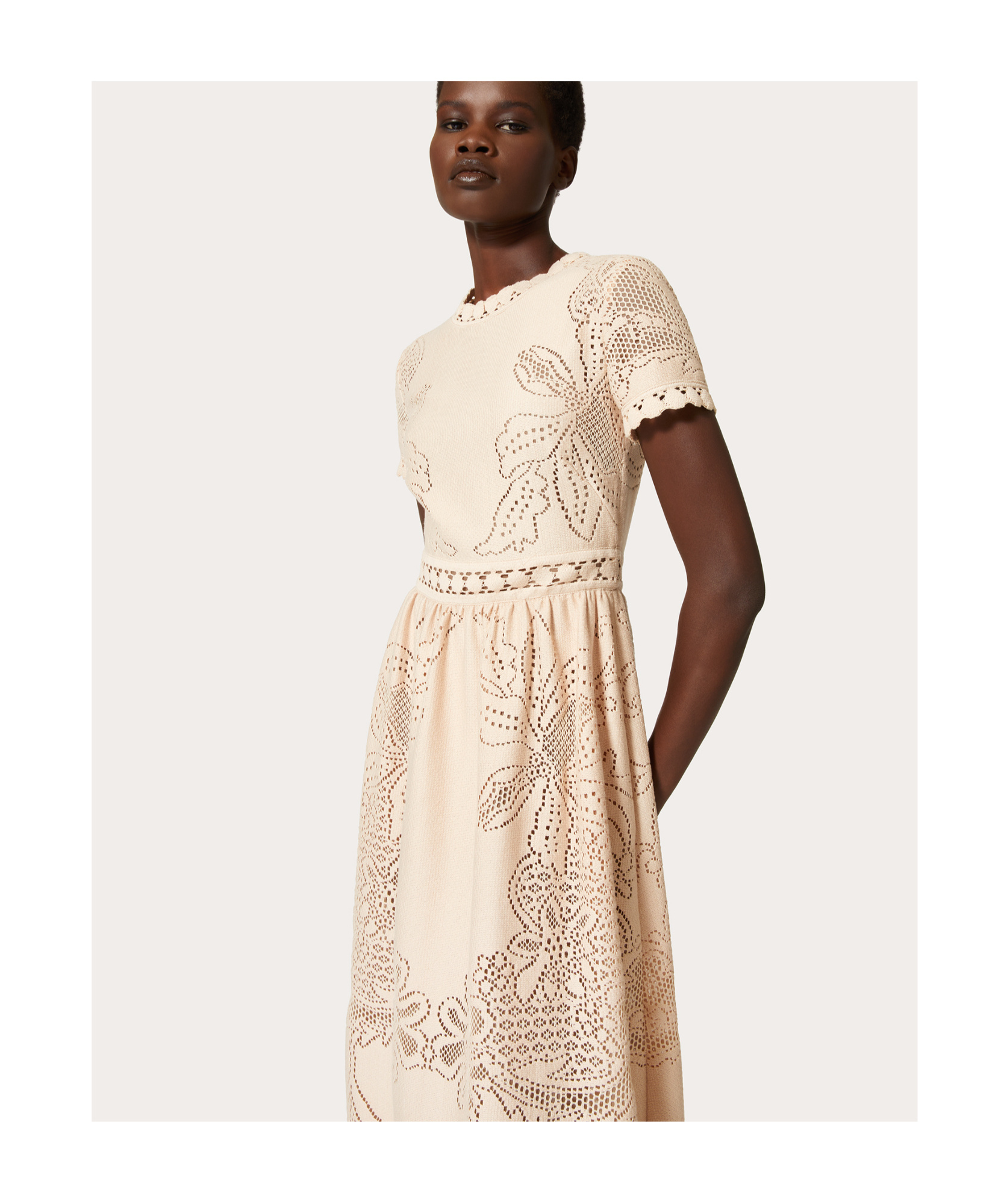 Valentino Guipure-lace Maxi Dresss In Nude