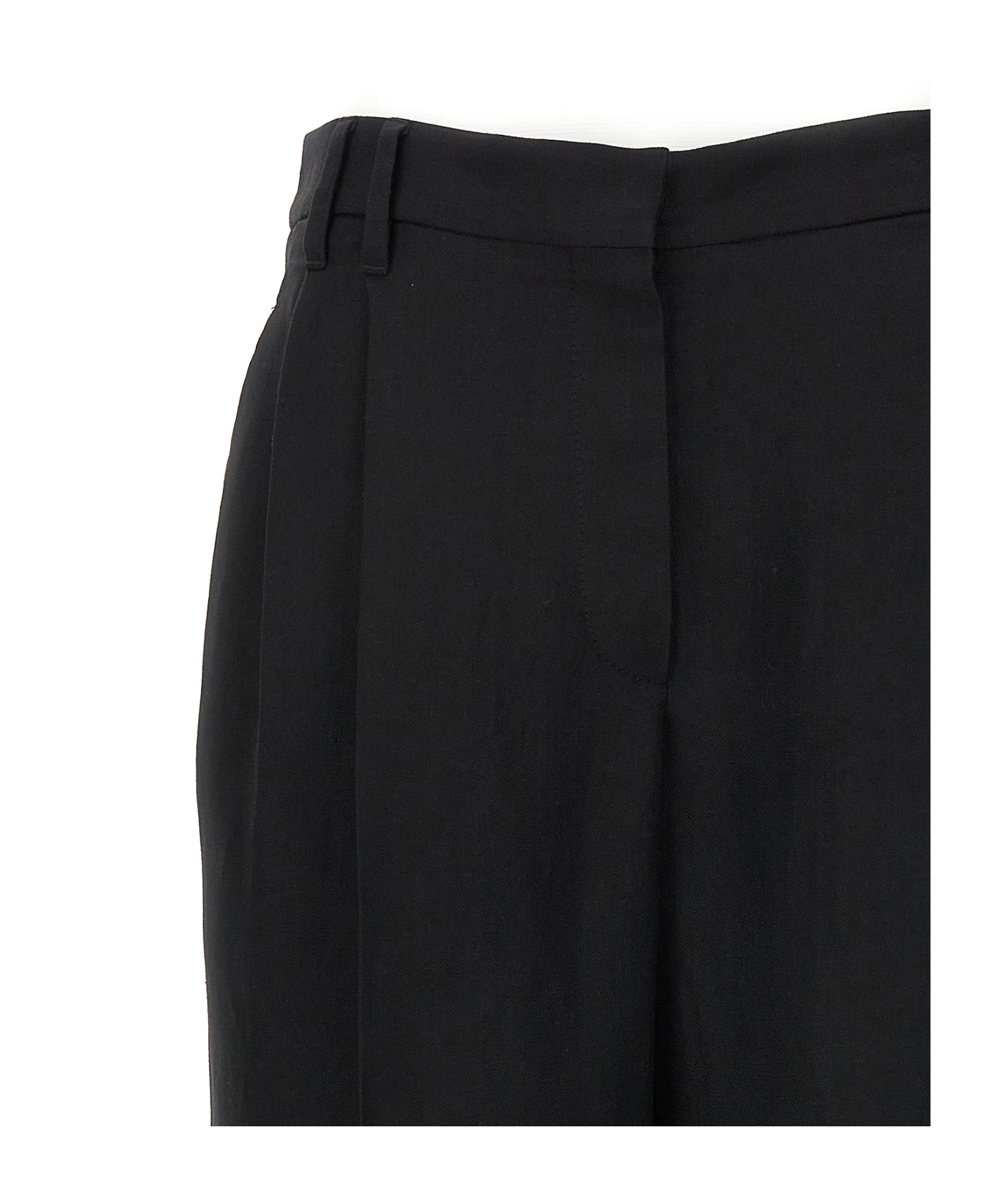 Brunello Cucinelli Black Tropical Luxury Wool Monili Slouchy Trousers In Black