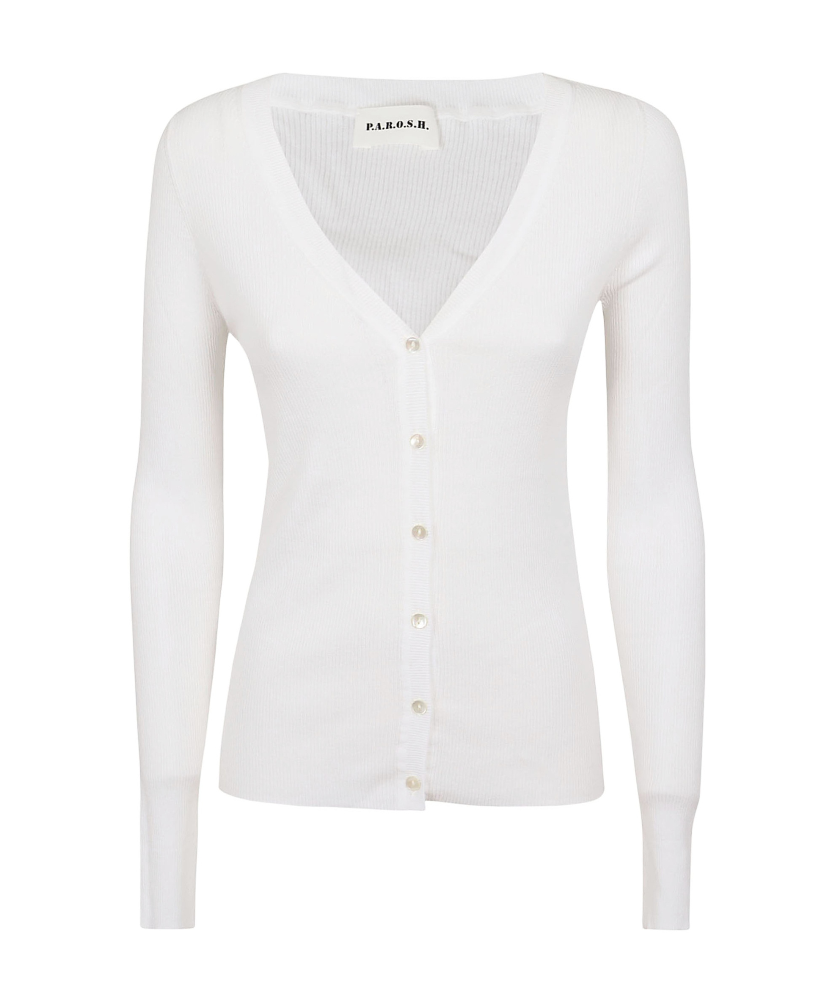 P.a.r.o.s.h Long-sleeved V-neck Knitted Cardigan In White